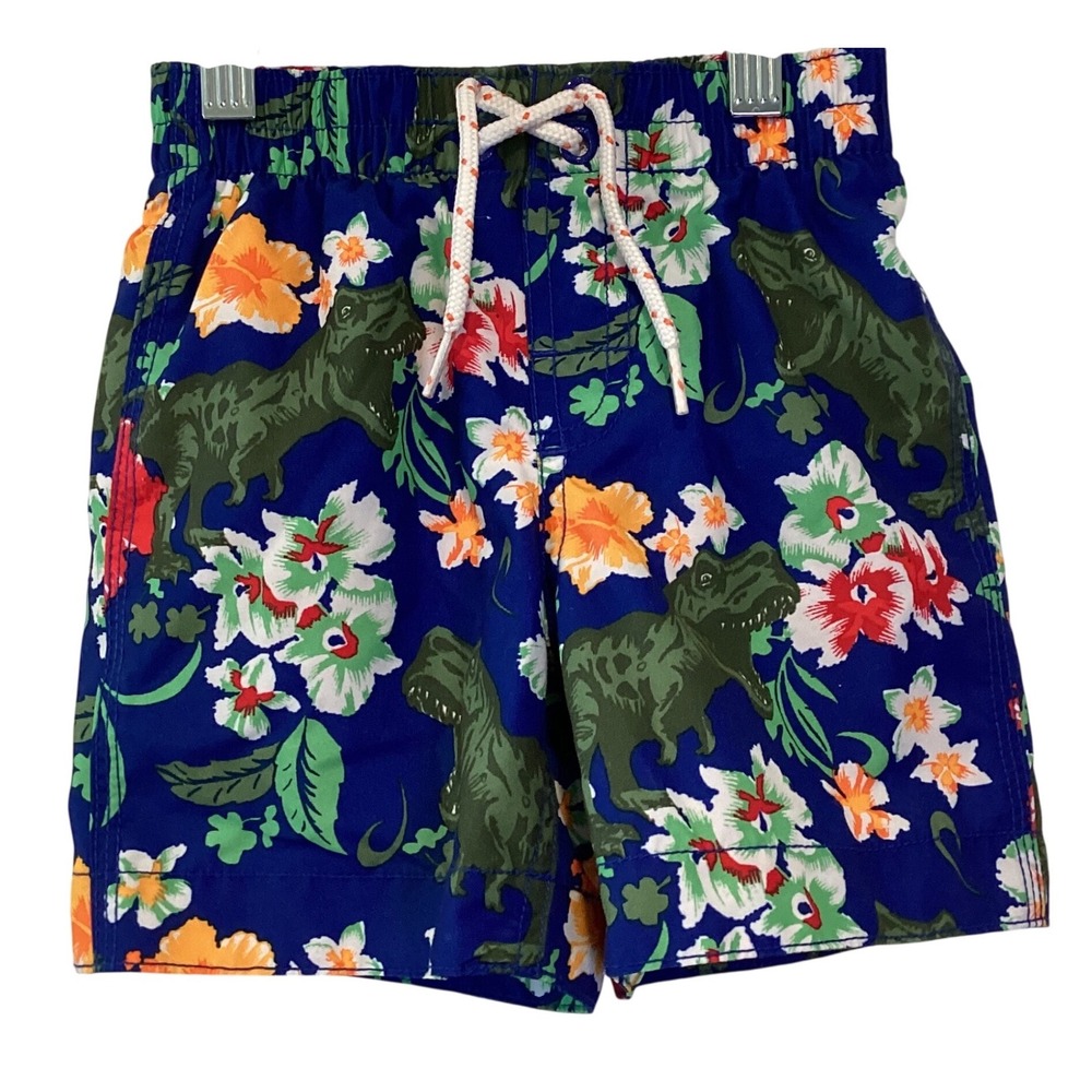 Baby Gap Toddler Boys Blue Dinosaur Tropical Swim Trunks Board Shorts - 2T